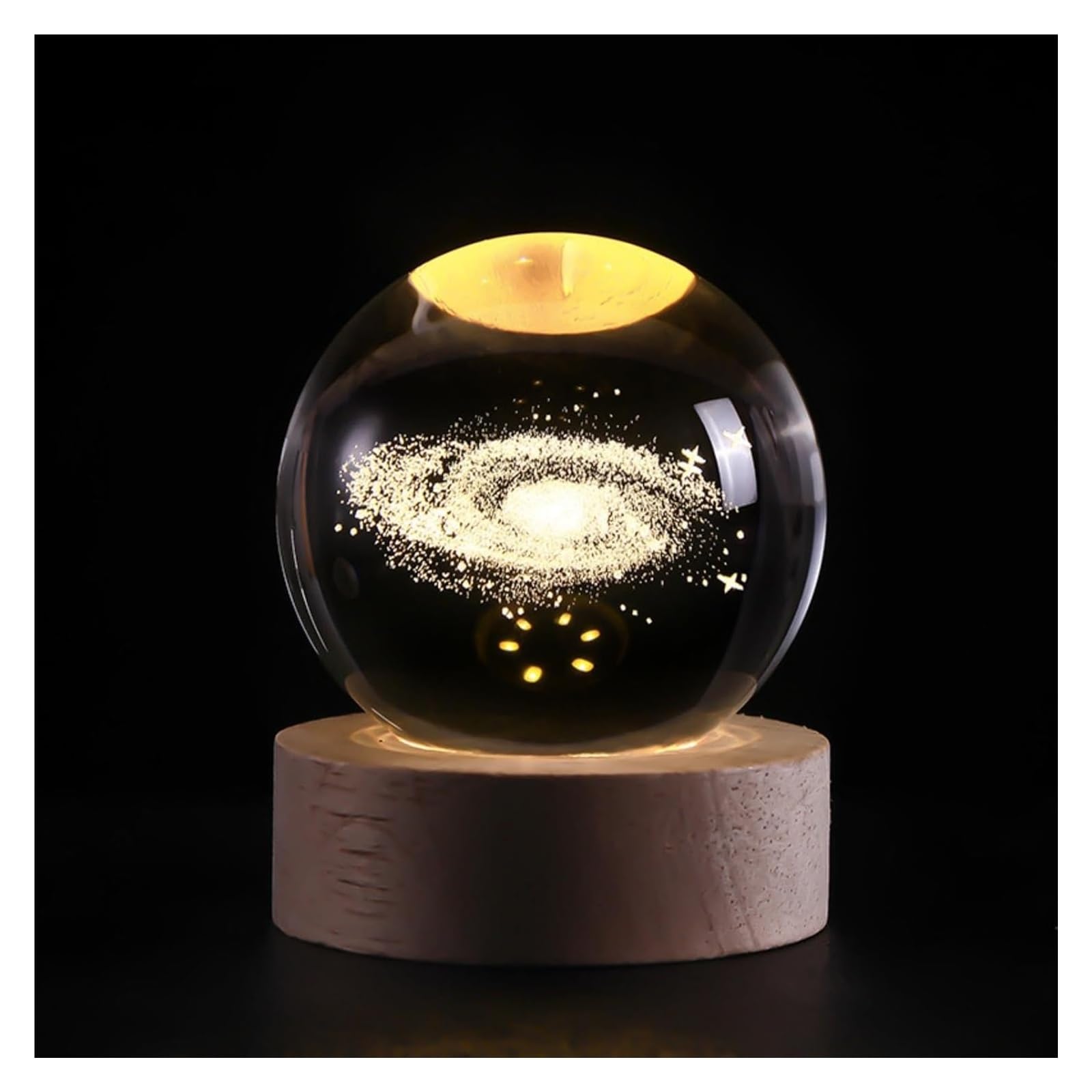 Smoohh Ludosphere Lamp, 3D Galaxy Crystal Ball Night Light, Galaxy Lights for Bedroom with LED Light Base, Crystal Ball Night Light Glass Ball Night Lamp(Milky Way)