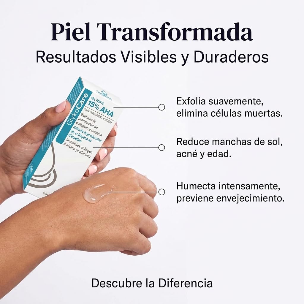 Glykocare Gel Forte 15% Pack | Con Ácido Glicólico 15% | Renovación Cutánea | Con Ácido Salicílico, Ácido Tranexámico, Ácido Láctico y Vitamina E | Ayuda a Mejorar Textura (X4)