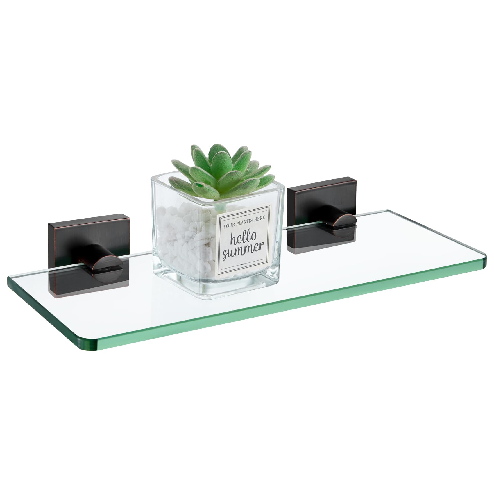 KOKOSIRI Bathroom Wall Shelves Glass Floating Shelf 12-Inch Tempered Glass Rack Shower Storage Decor, Oil Rubbed Bronze Stainless Steel B1107ORB-L12
