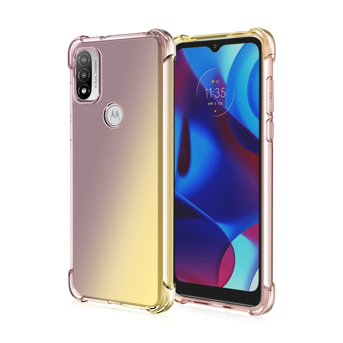 Dedux Cover per Motorola Moto G84 5G, Custodia Trasparente Gradiente Protettivo TPU Case, Ultra Sottile Rinforzo a Quattro Angoli Cover (Rosa/Oro