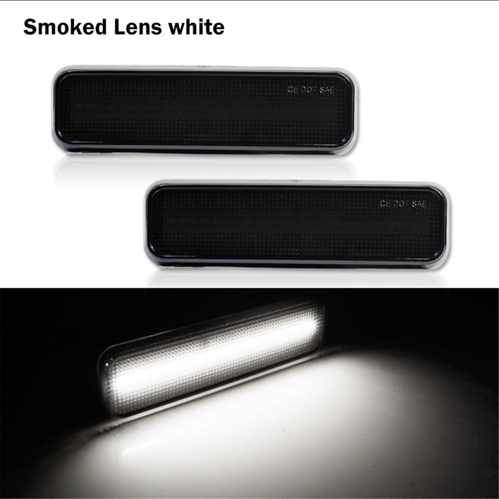 Luci A LED Dinamiche Indicatori Per Dodge Per RAM Per CAMION Per CHARGER D100 D150 D250 2 pezzi Luci di posizione laterali anteriori/Luce di direzione T10 Ambra(Smoked Lens white)