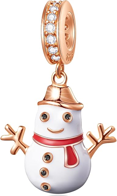 GLOWDAS Xmas Series Charms fit European Christmas Bracelet, House of Santa, Rose Gold Christmas Tree Reindeer Snowman, Snowflake Golden Cross Charms in 925 Sterling Silver, Gifts for Lover/Friends