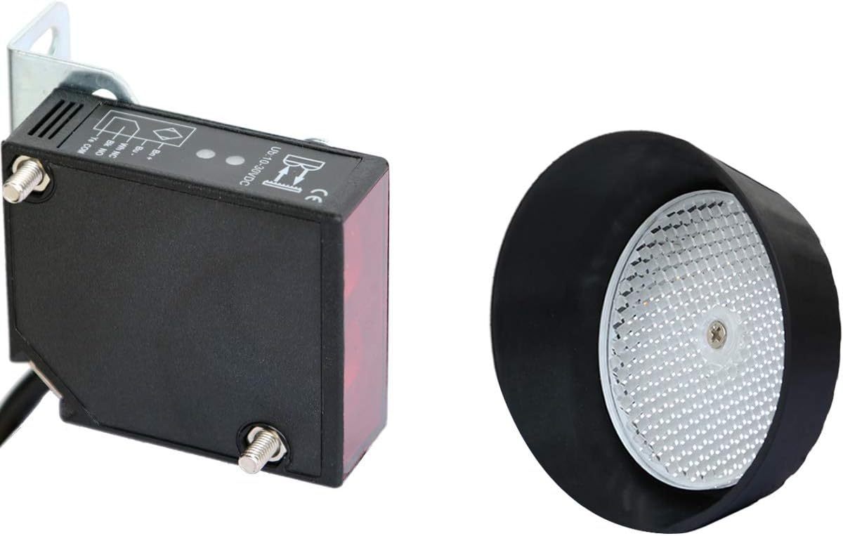 IP67 Waterproof 40 Toes Vary 10-30VDC Retro-Reflective Photoelectric Beam Sensor for Gate Opener, Storage Door Sensor, Driveway Alarm Sensor Change, Protecting Metallic Cowl Included