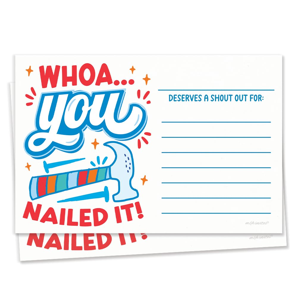 m&h invites Funny You Nailed It - Tarjetas de agradecimiento para profesores, estudiantes, compañeros de trabajo y empleados, tarjetas de aliento de Kudos, notas de reconocimiento para tablones de