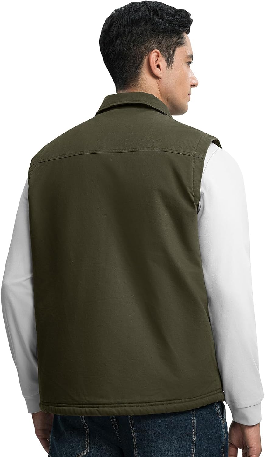 Rdruko Men's Winter Fleece Vest Outerwear Warm Sherpa Lined Cotton Full Zip Casual Work Vest - Image 3