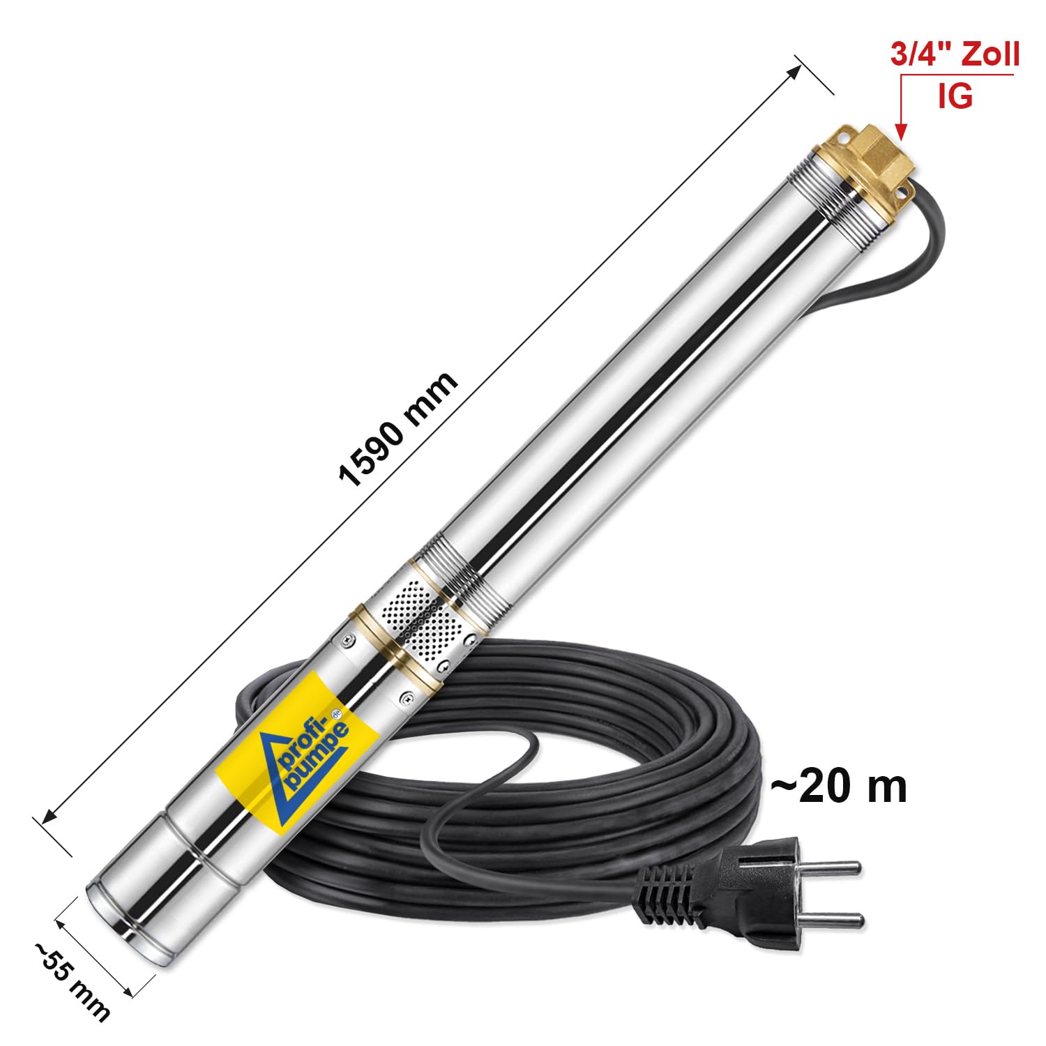 2 Zoll 370w Tiefbrunnenpumpe Tauchpumpe Brunnenpumpe Rohrpumpe,für die Frischwasserversorgung von Häusern, Bauernhöfen und Hütten auf dem Land