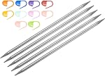 Uxcell 5Pcs US 2.5(3mm) Aiguille de tricot à double pointe 7.87 Longueur des pouces Acier inoxydable Tiges aiguilles avec 10 Marqueur de mailles pour les projets faits à la main DIY Tricots