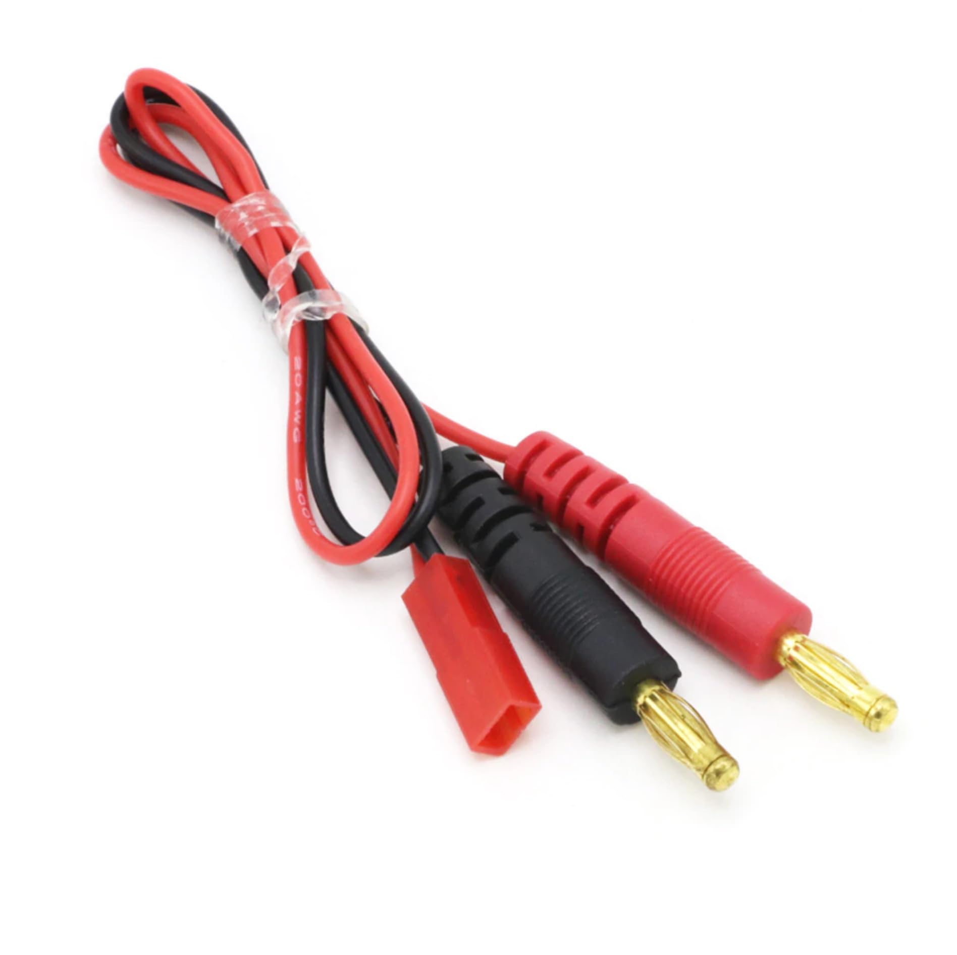 VUNIVERSUM Câble de charge Lipo de qualité supérieure avec fiche JST BEC mâle - 2 fiches banane de 4 mm - Fiche dorée - 30 cm - Câble 20 AWG - Pour
