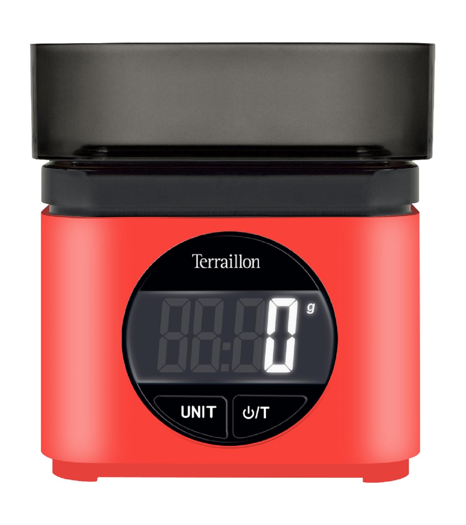 TERRAILLON - BA22 MITICA - Bilancia da cucina elettronica, design iconico e retrò, ciotola integrata 0,7L, grande schermo LCD, display numeri, funzione tara, rosso