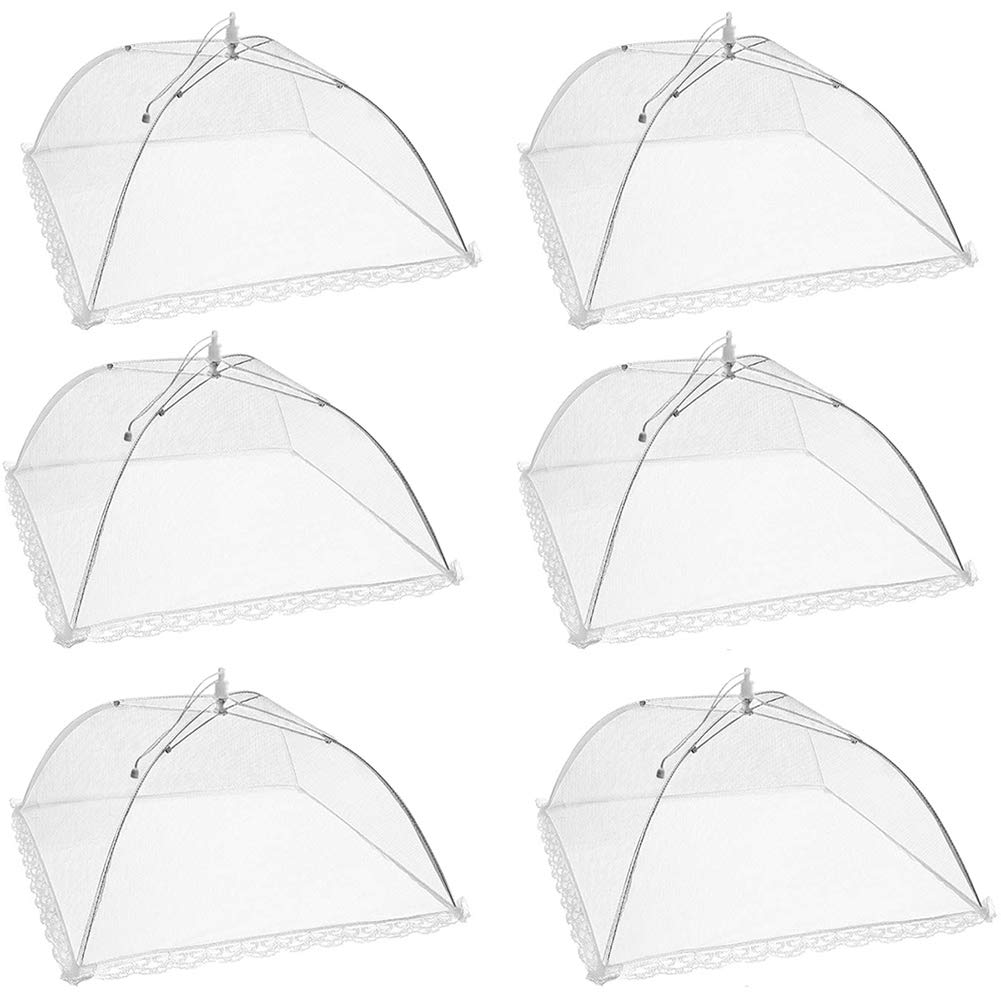 Milaloko 6 White Pop-Up Mesh Food Covers Tent Umbrella For Outdoors, Screen Tents, Parties Picnics, Bbqs, Reusable And Collapsible (6 White)