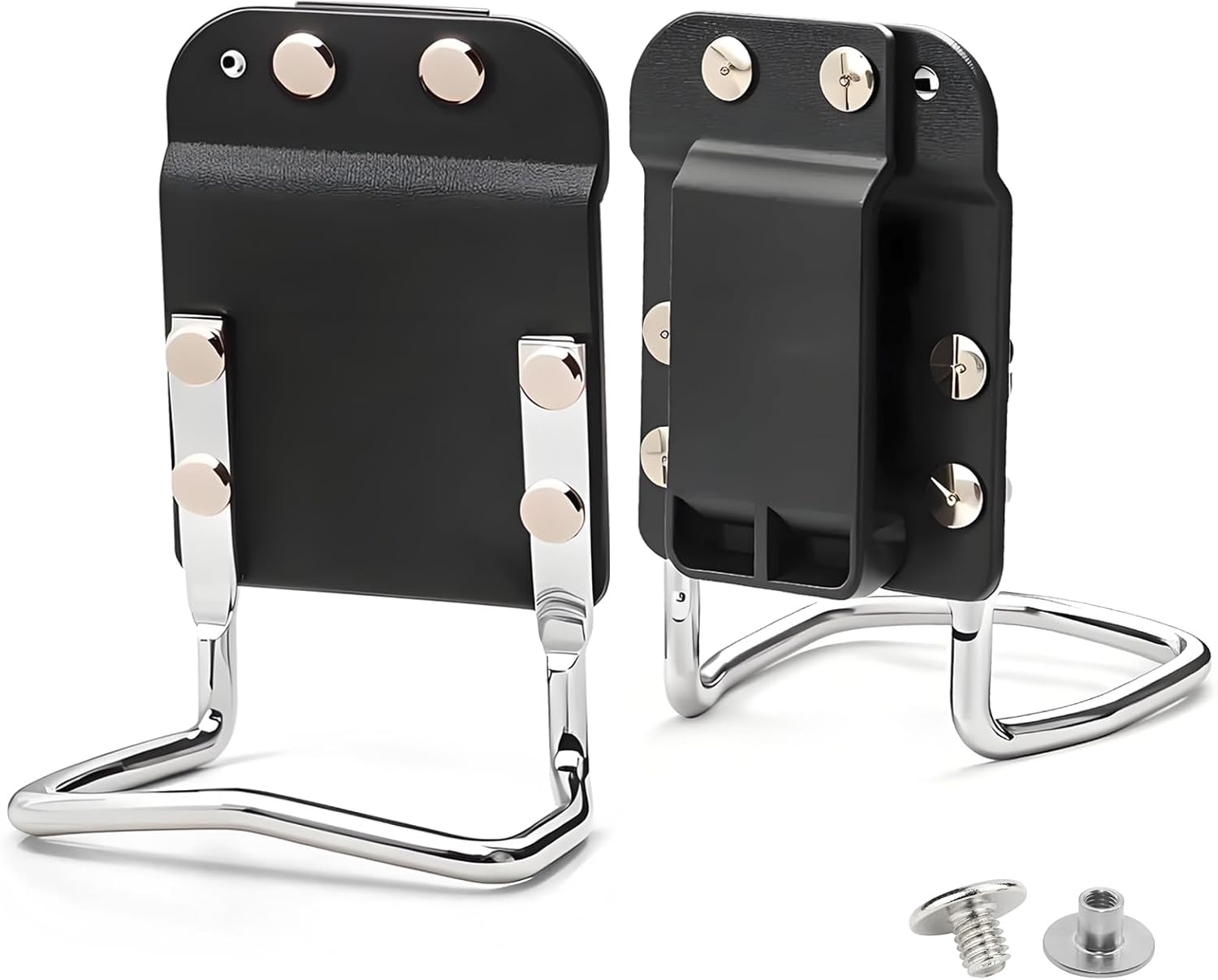 Tape Measure Holder Tool Belt Clip, Drill Holder for Tool Belt, Belt Tool Holder Fits Up to 2" Belts, Belt Clip Holster with Drill Clip & Short Screw Accessory - 1 Hand Easy Peasy