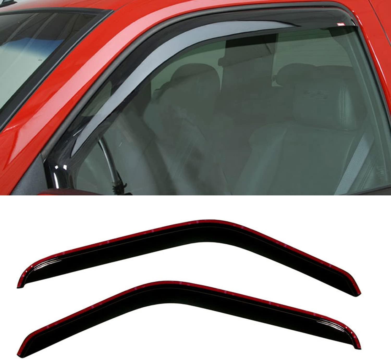 2pc in-Channel Front Sun/Rain Guards Window Visors Compatible with Ford Ranger 1993-2011 Wind Deflector Smoke 192083