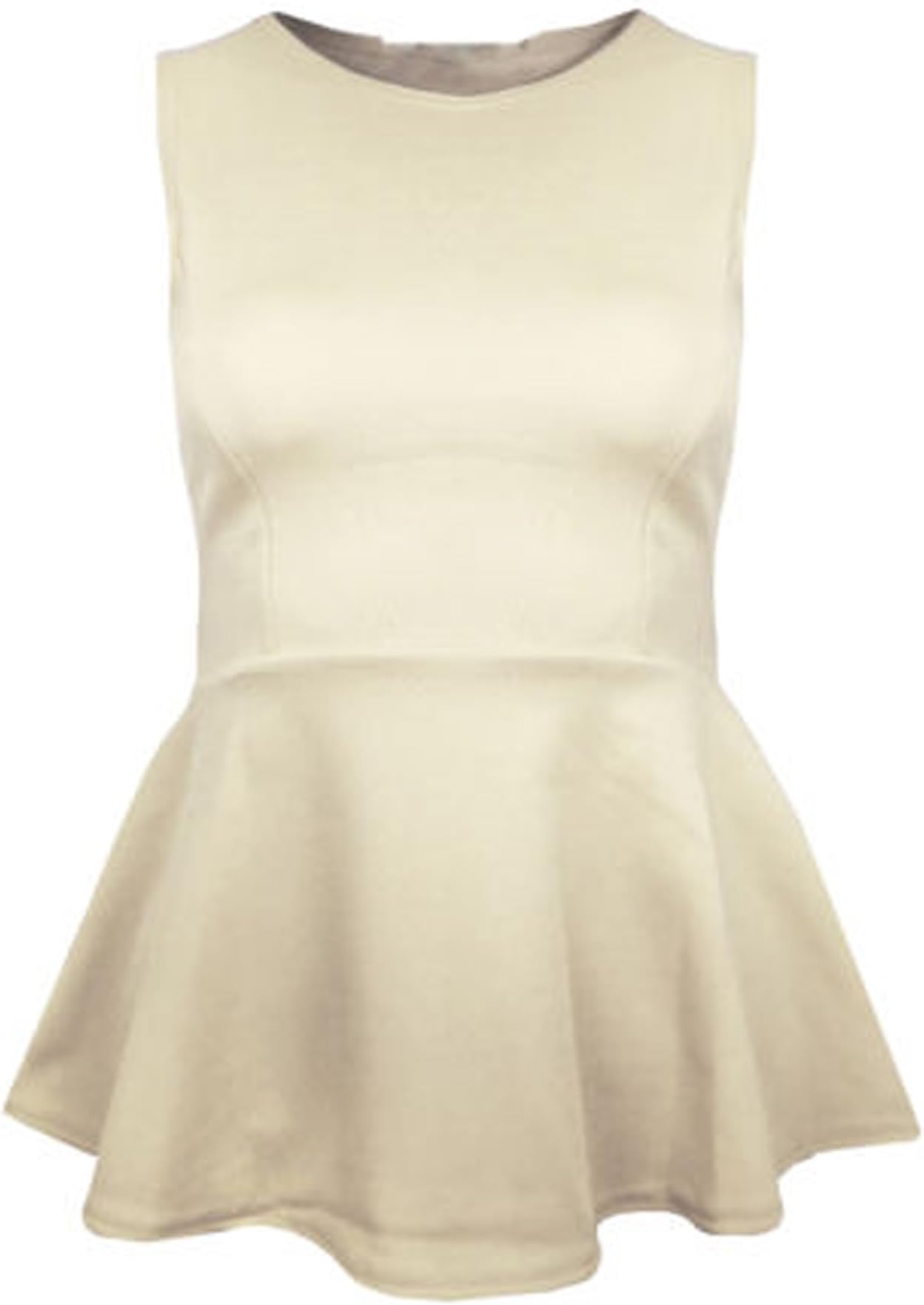 Women's Plus Size Waisted Frill Sleeveless Scuba Peplum Skater Vest Top