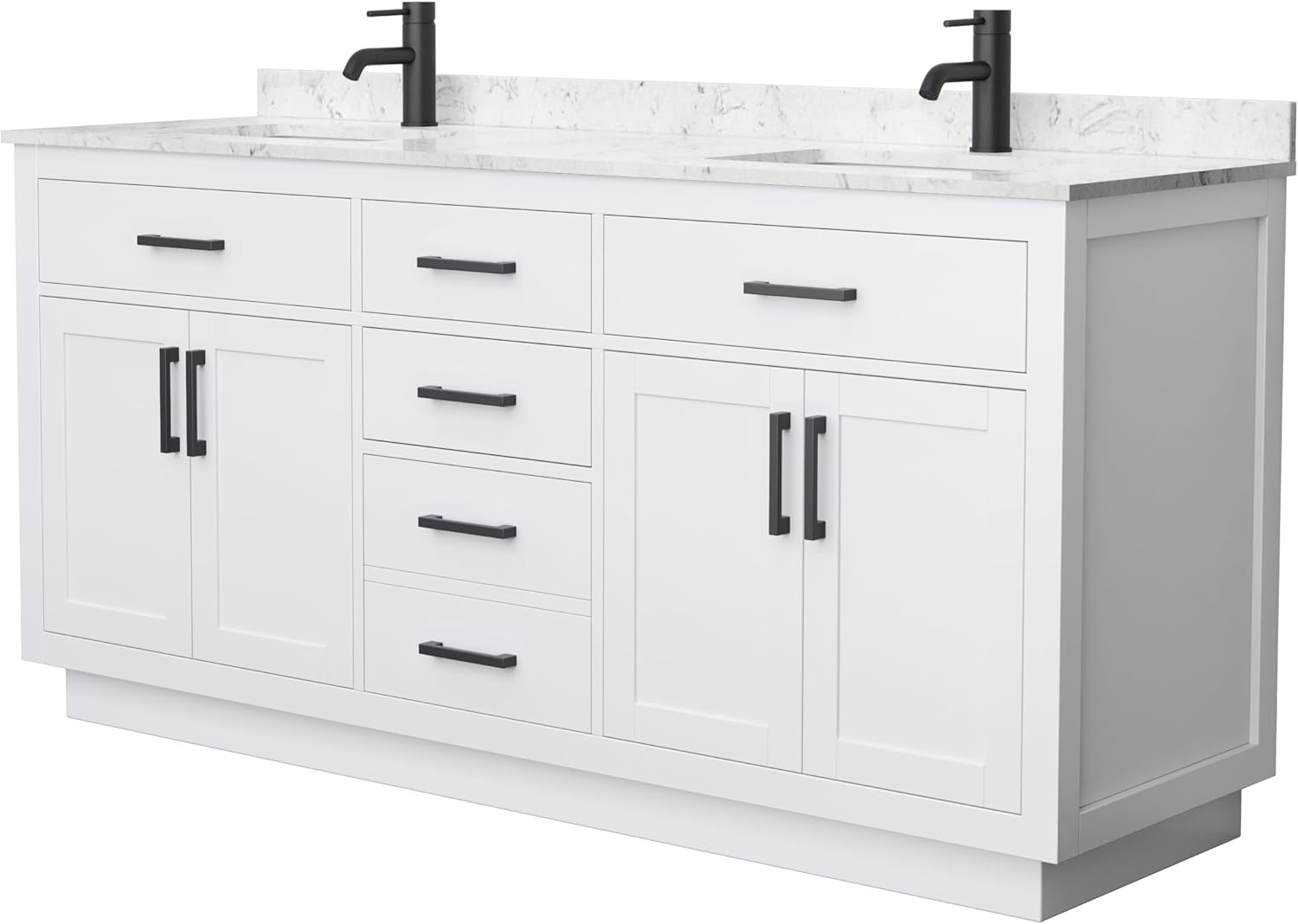 Wyndham Collection Beckett 72 Inch Double Bathroom Vanity with Toe Kick