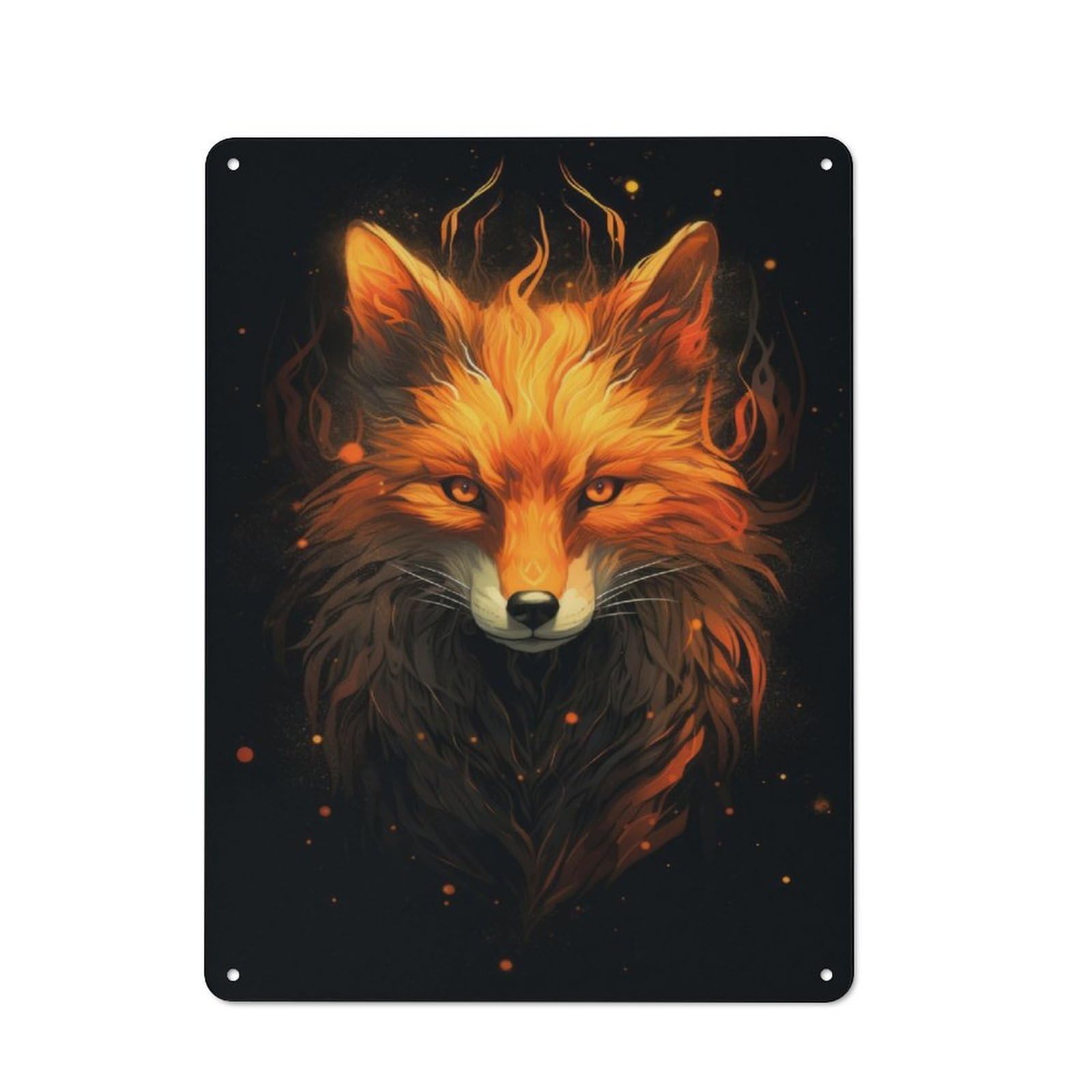 Junmoney Red Fox Mysterious Tin Wall Plaque 40X30cm With For Café Or Home Bar, For Themed Room Decoration, For Living Room And Hallway Decor