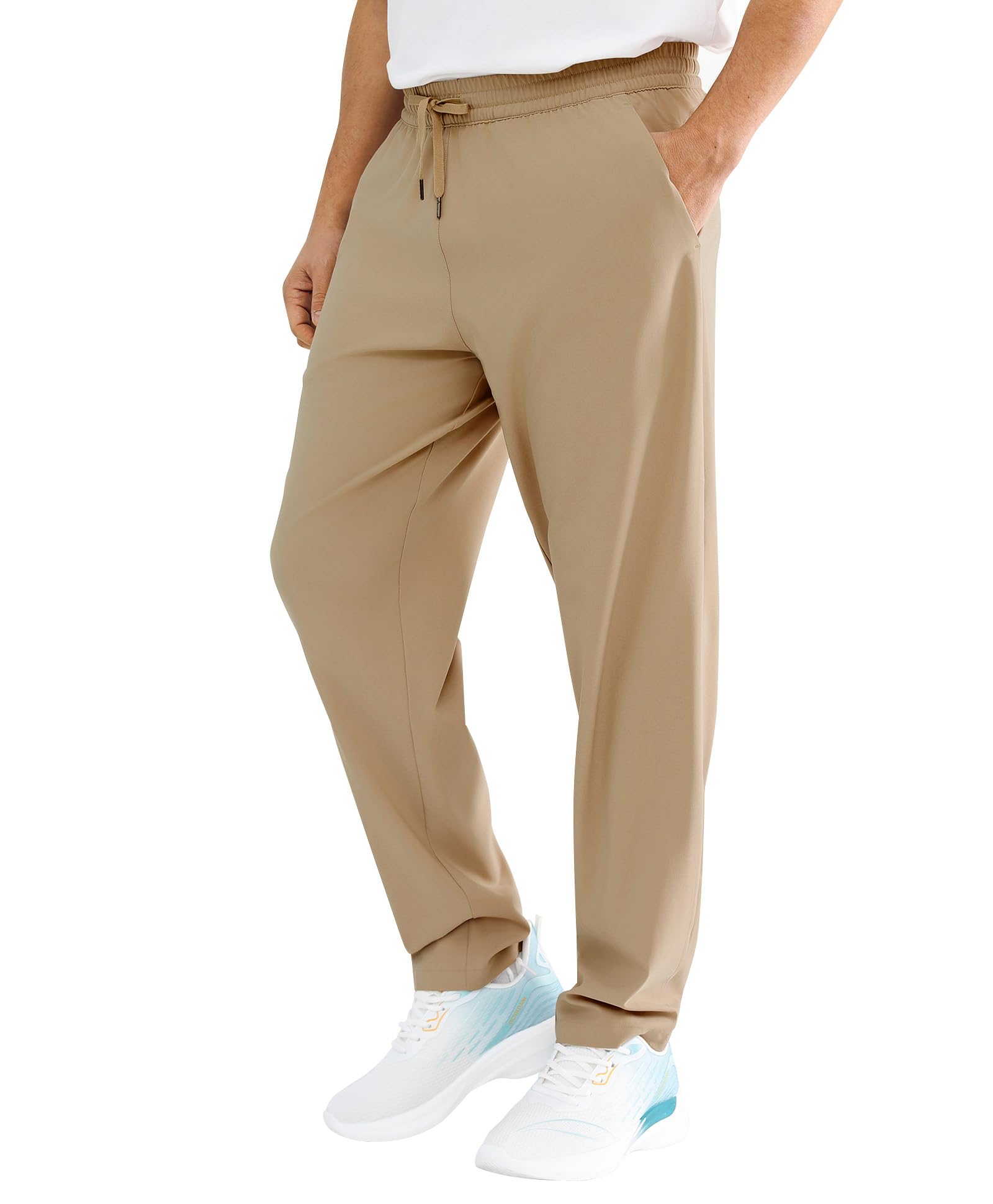 Cosmolle Mens Lightweight Quick-Dry Hiking Pants Water Resistant Elastic Waist with Pockets for Travel Running Fishing