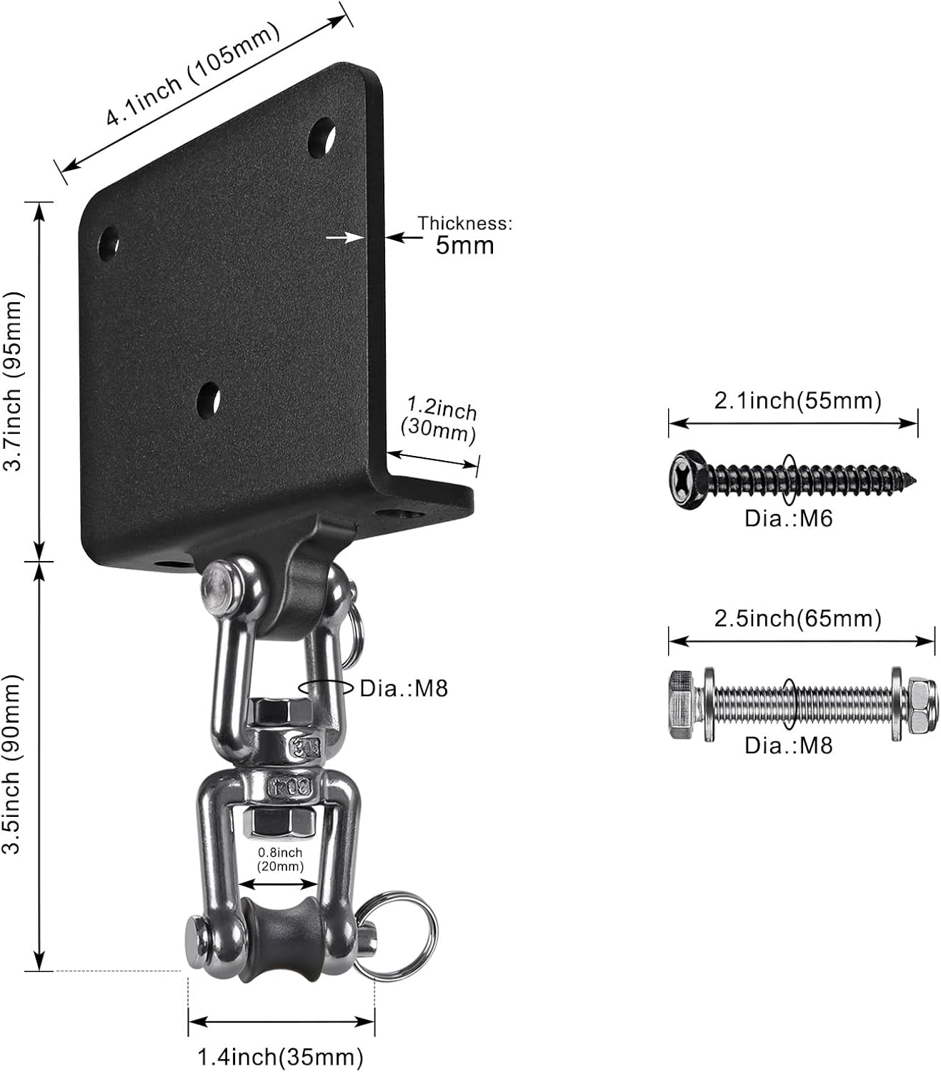 BeneLabel Heavy Duty Swing Hanger & Hanging Chair Chain Kit Bundle, 1000 LB Capacity, Indoor/Outdoor Use, Perfect for Hammock Chairs, Porch Swings, Punching Bags