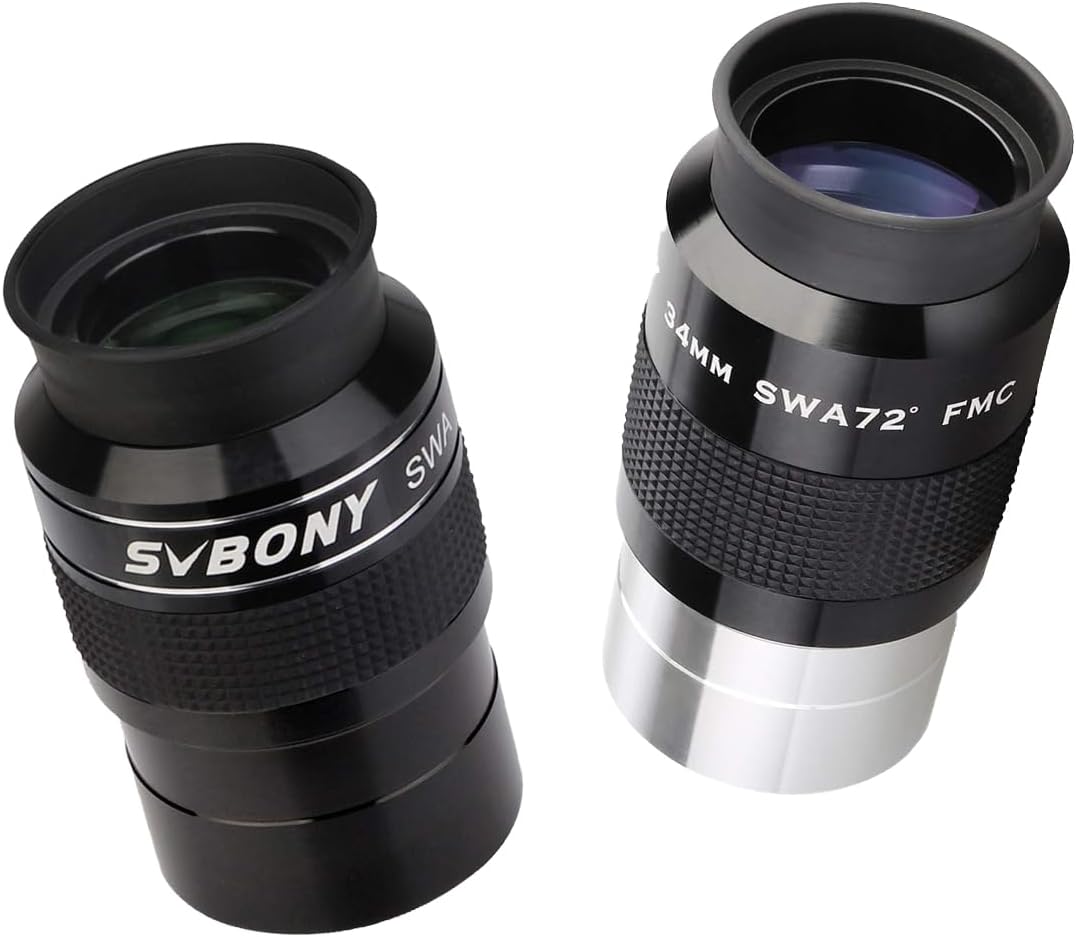SVBONY SV154 Telescope Eyepiece 2 inch Super Wide Angle 70 Degree 26mm Eyepiece Bundle with 34mm 2 inches Ultra Wide Angle 72 Degree Telescope Lens HD Fully Coated Telescope Eyepiece