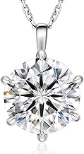 KRKC Moissanite Pendant Solitaire Necklace for Women, 0.5CT/1CT/2CT/3CT/4CT Lab Created Diamond Pendant, 6-Prong, VVS1 Clarity D Color, Adjustable S925 Sterling Silver Chain, 14K White Gold Plated, Anniversary Romantic Gift for Her, Birthday Gifts for Wife Girlfriend Mom Daughter, Mother's Day Valentines Christmas Gift