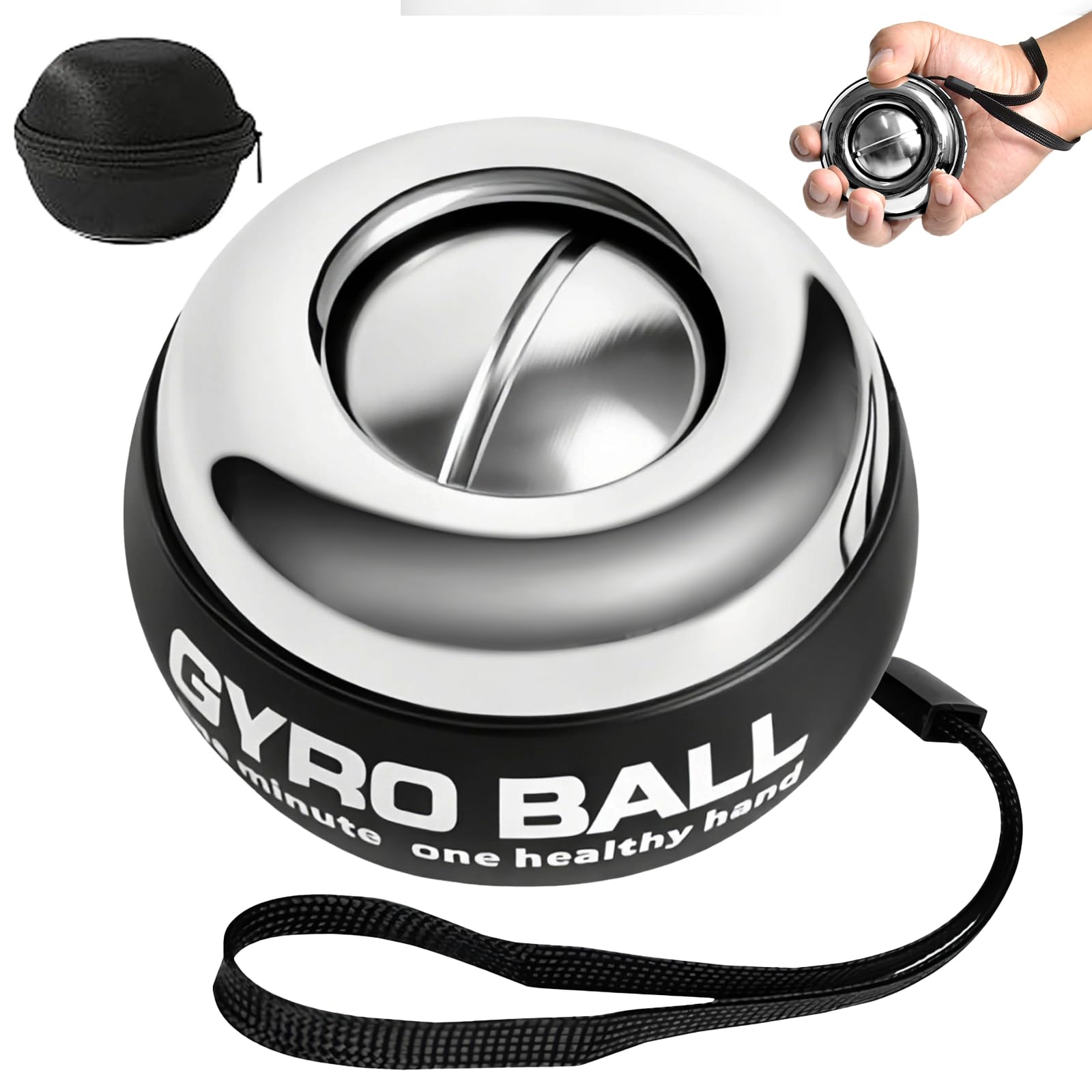 BeSokar Palla Gyro Giratoria in Metallo Completo, Palla per l'allenamento del Polso, Avvio Automatico, Resistenza a 5 Livelli, Trainer Giroscopo per l'Avambraccio, per il Rafforzamento di Braccia