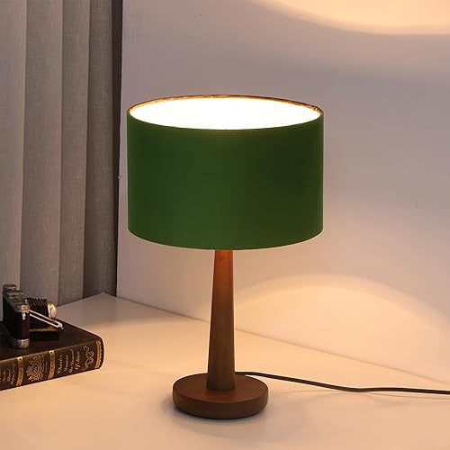 Miniatura 6 de Lámpara de mesa de 18.5 pulgadas para sala de estar, lámparas de escritorio de madera de nogal modernas regulables para dormitorio, lámpara de