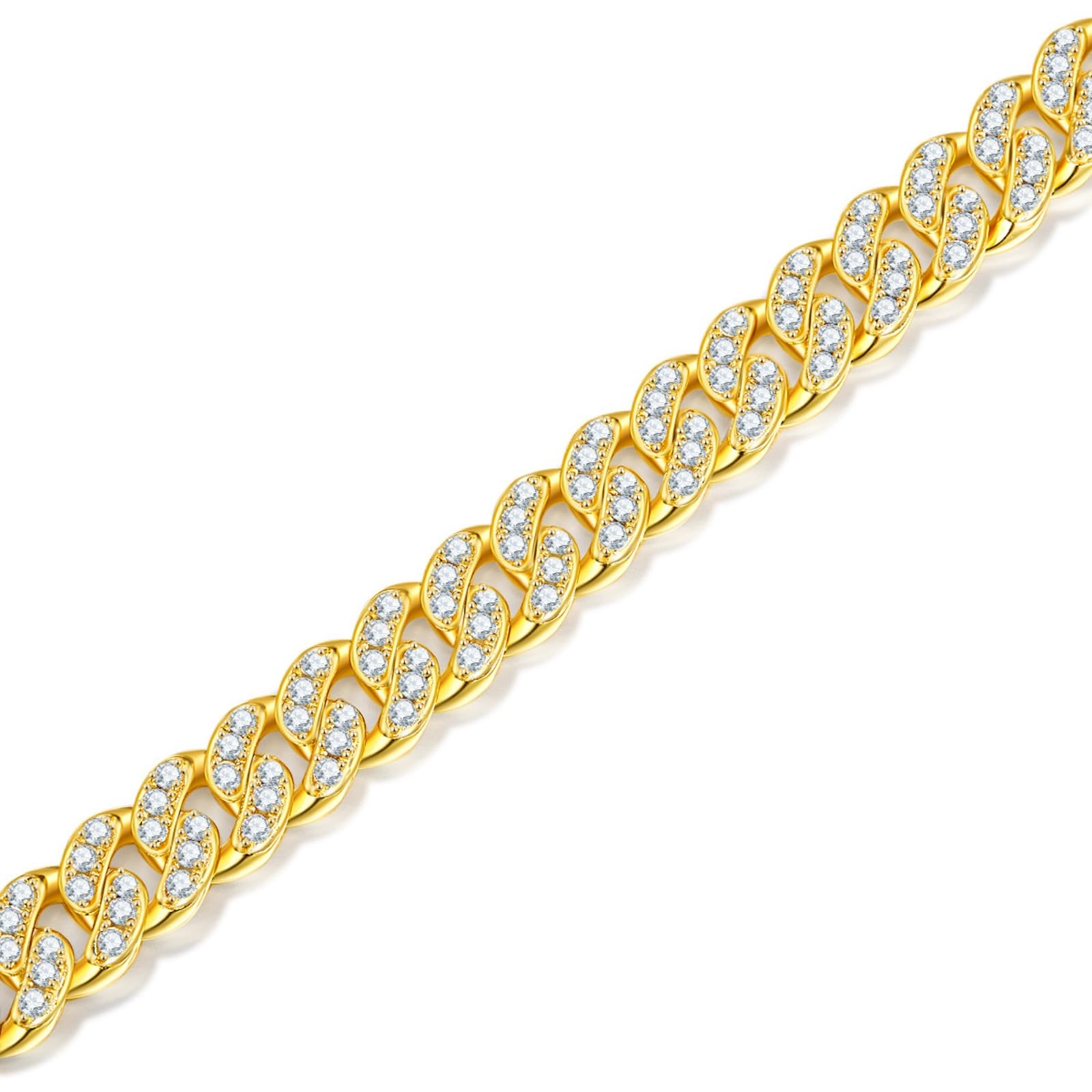 Moissanite Klatka dla Mężczyzn i Kobiet, kolor D, proces Lab-utworzony diament, idealna do codziennego穿着和特殊场合，尺寸：19.5-23.5厘米
