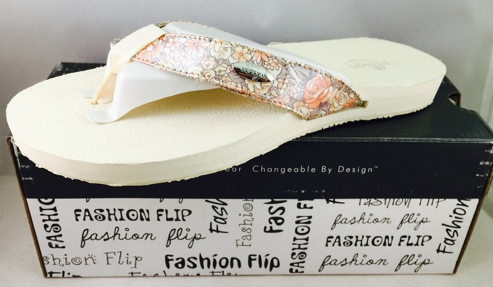 Fashion Thong Flip Flop with Interchangeable Band (11, Cream)