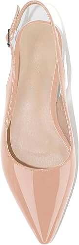 Miniatura 4 de MODENCOCO Zapatos planos de ballet con correa de tobillo y hebilla de patente pequeña cuadrada para mujer