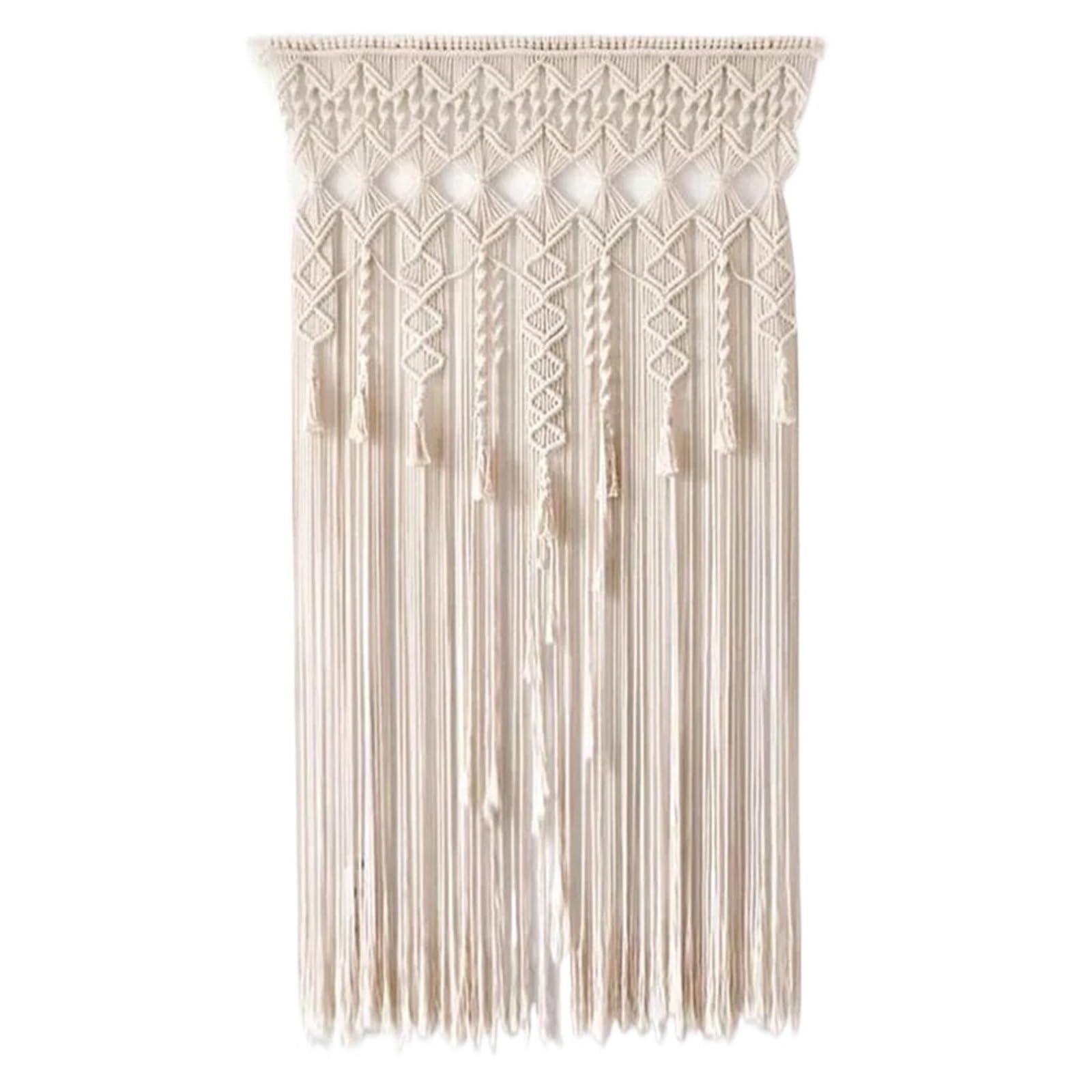 Rideau en Macramé Grand Rideau de Porte en Coton macramé tissé à la Main avec Pompons, Tapisserie Murale, décoration Artistique, Toile de Fond de Mariage pour La Chambre à Coucher