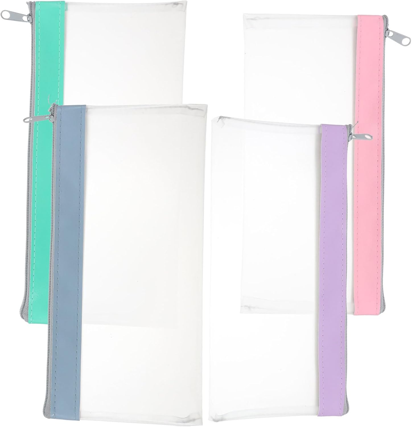 Holibanna 4Pcs Transparent Money Pouch Zippered Storage for Cash Checks Envelopes Versatile and Secure Bank Bag for Personal Business and Travel Use