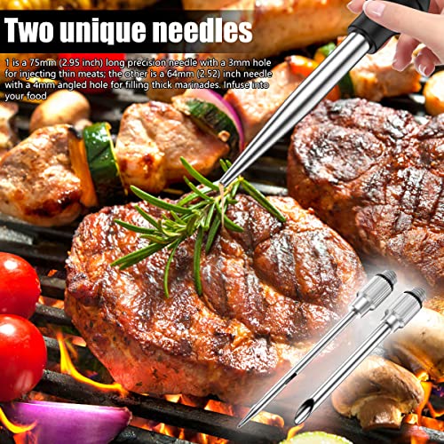 Turkey Baster Set of 8 Stainless Steel Turkey Baster Syringe Meat Marinade Injector Needle with 4 Needles Silicone Bulb and Cleaning Brush Meat Baster for Kitchen Cooking