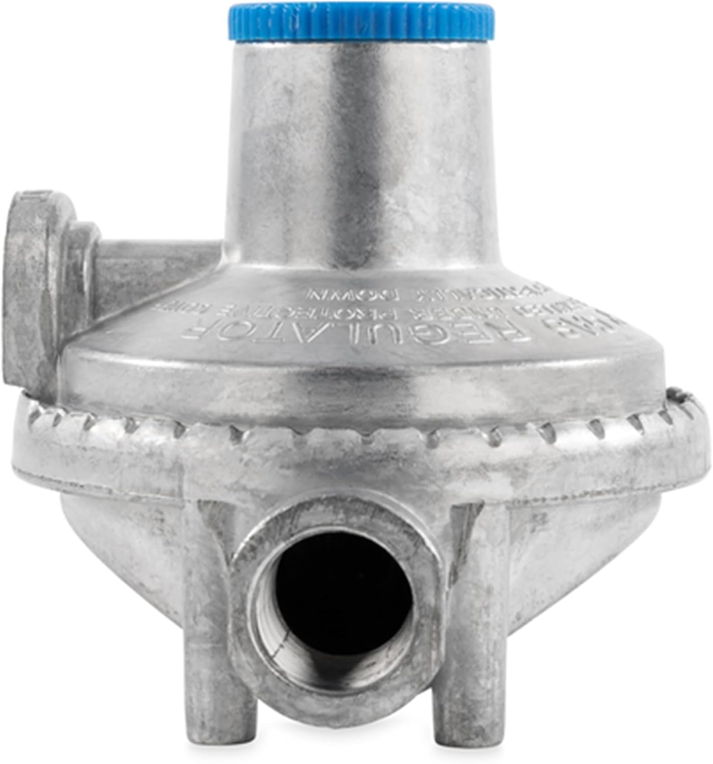 Camco RV Propane Regulator 2 Stage Horizontal Mount with POL, 160000 BTU Gas Pressure Control Valve, 3/8 Inch NPT for Camper Trailer
