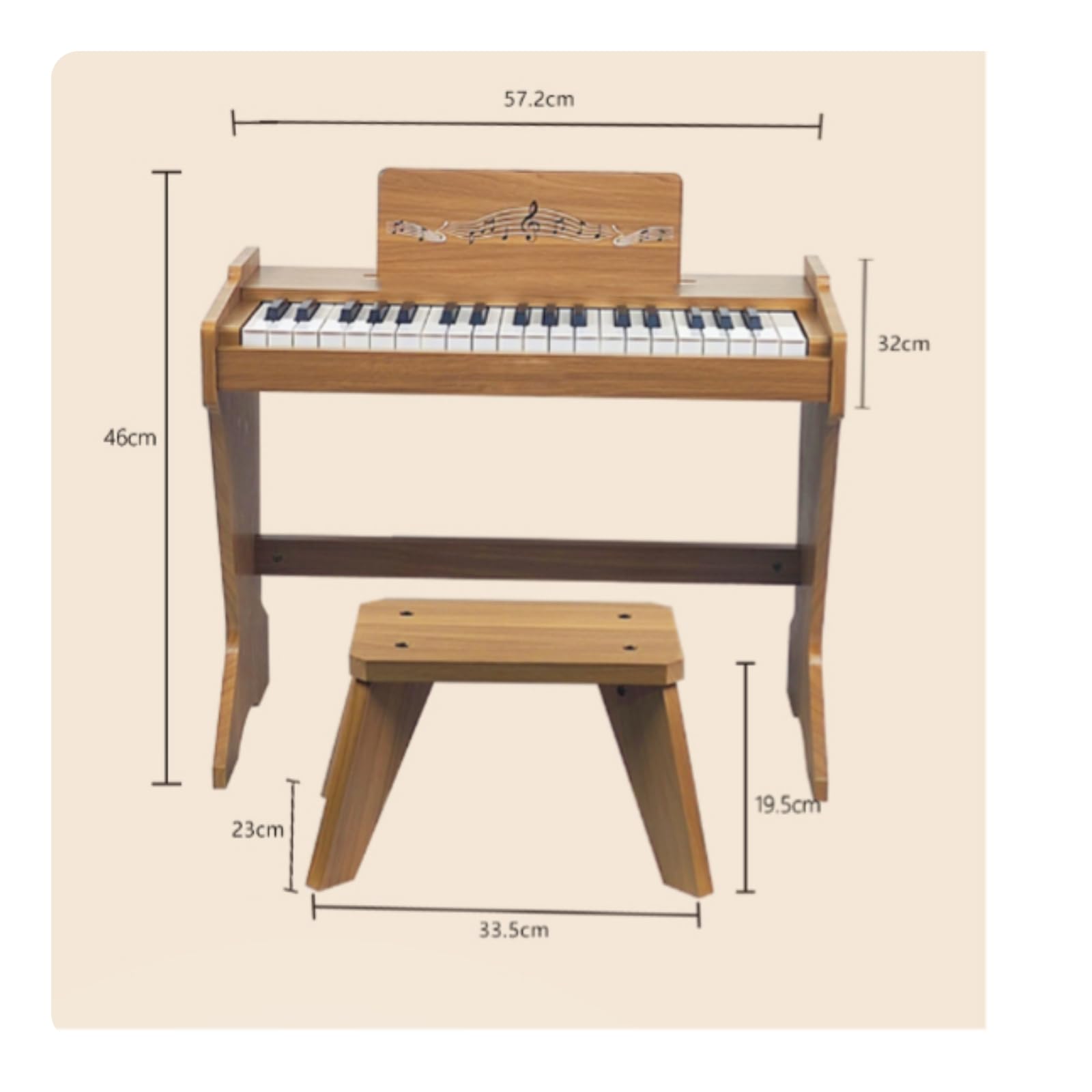 Qianly Piano 37 Compact | Support à partition Intégré, Piano, sur Pied, J, Enfants, Débutants, Brun