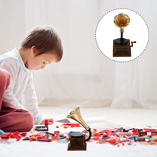 Miniatura 4 de ibasenice Gramófono de simulación - Discos de mesa Fotografía Adornment Player Play Doll Room Vintage Music Figurines