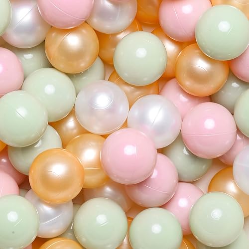 Miniatura 10 de GOGOSO Pelotas para niños  Pelotas de plástico para bebés y niños pequeños de verano, azul y blanco perla, 100 unidades