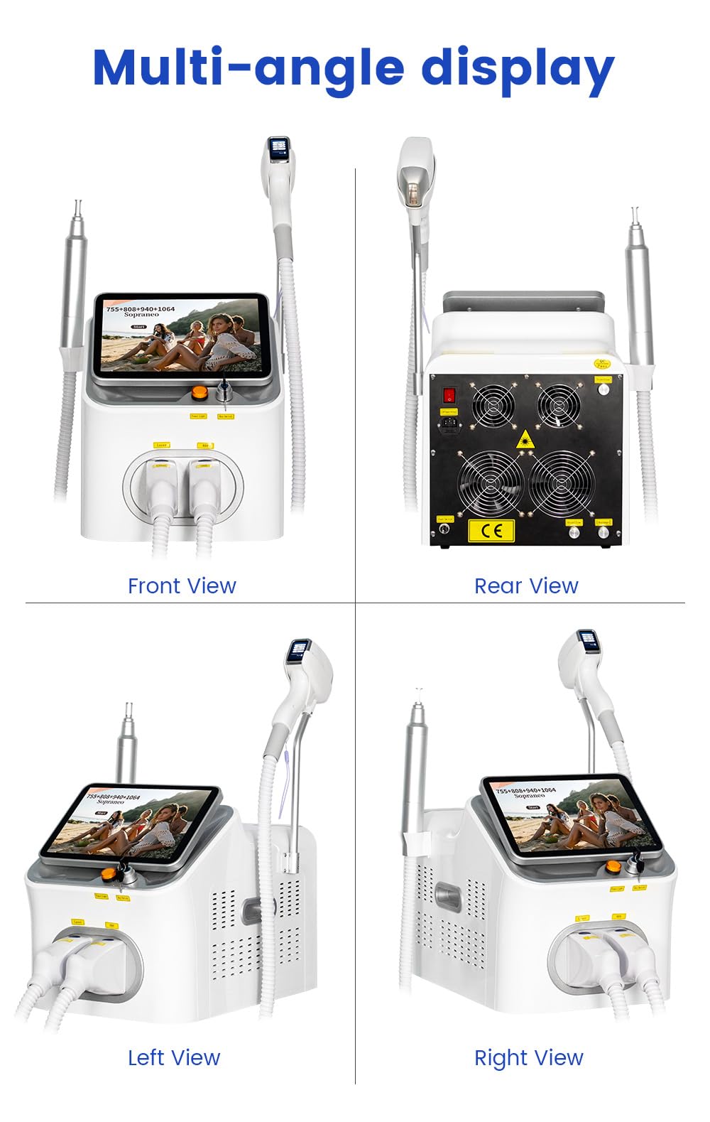 16 barre Epilazione laser 2 in 1 Rimozione tatuaggi con laser Pico | 755nm/808nm/940nm/1064nm Rimozione di macchie cutanee, rimozione di cicatrici da acne, rimozione di nei