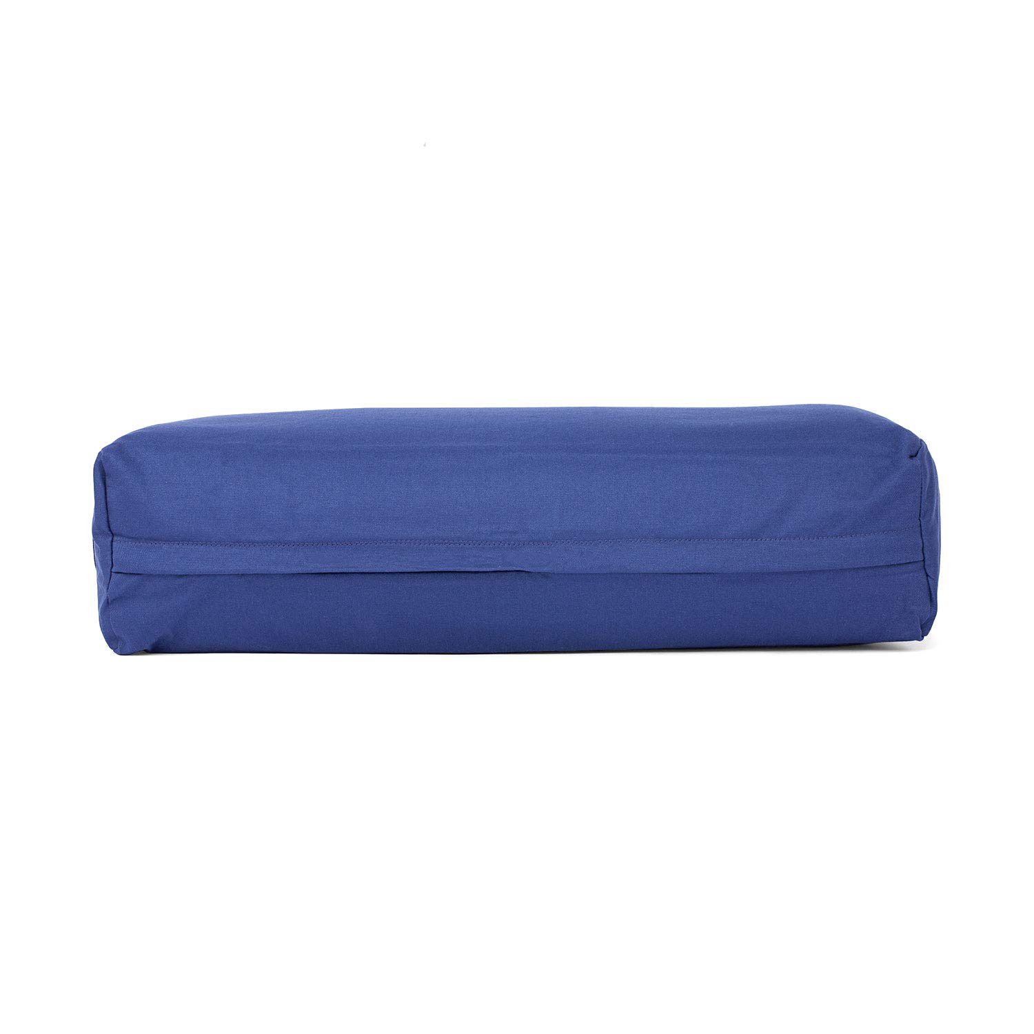 Bodhi Yoga Salamba Bolster Eco | Funda lavable de algodón 100% orgánico | Rollo de yoga rectangular con relleno de espelta orgánica | Cojín de yoga grande | Tamaño 63 x 26 x 20 cm (azul oscuro)