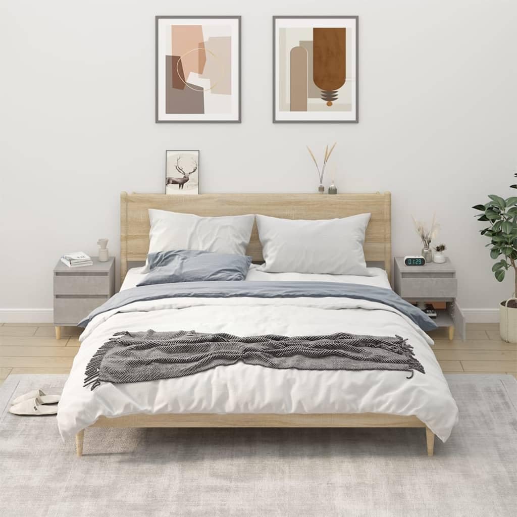 Table de chevet en bois massif gris béton d'exception pour sublimer votre chambre