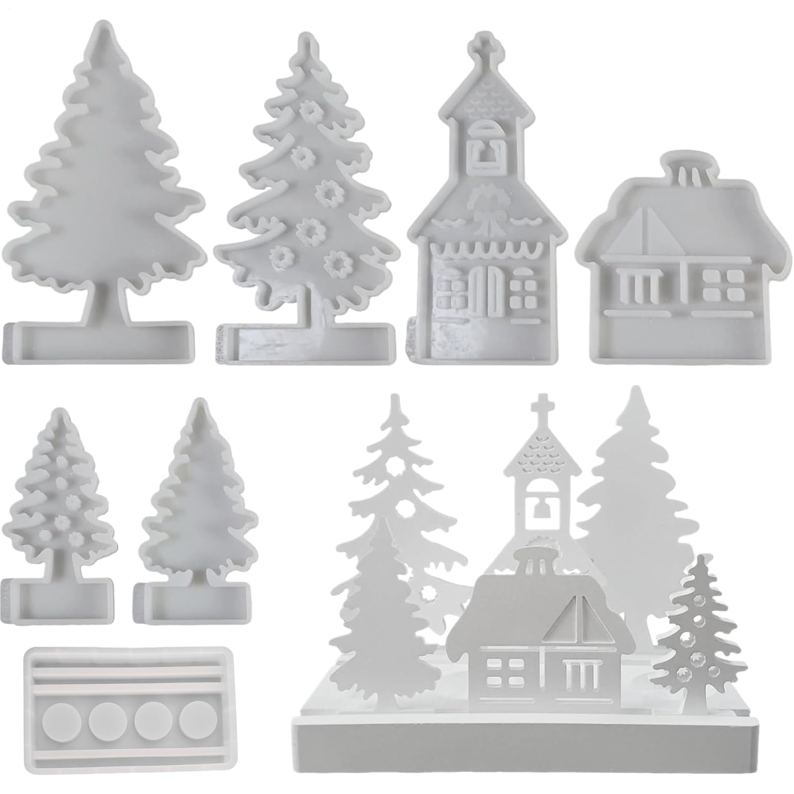 in resina di Natale, stampo per sapone a forma di casa 'albero di Natale, stampo in silicone per colata in resina, decorazione in gesso, aromaterapia, ornamento artigianale