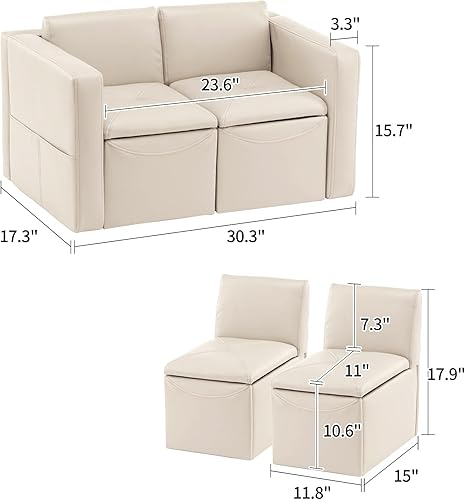 Miniatura 2 de UNICOO Sofá para niños, juego doble 2 en 1, sofá convertido a mesa y 2 sillas, sofá para niños y niñas, sillón con caja de almacenamiento