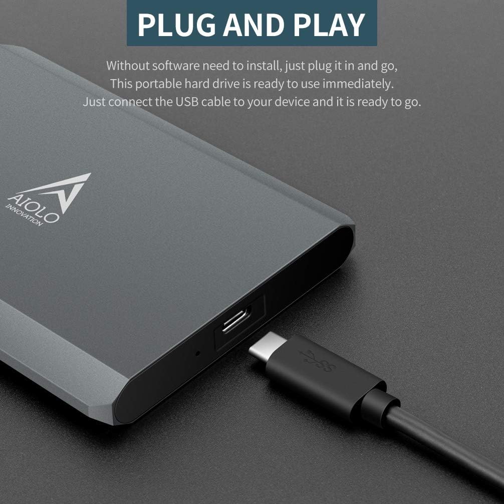 AIOLO 2.5" 1TB Portable External Hard Drive USB3.0 HDD Storage for PC, Mac, Desktop, Laptop, MacBook, Chromebook, Xbox One, Xbox 360, PS4 (Darkgrey)