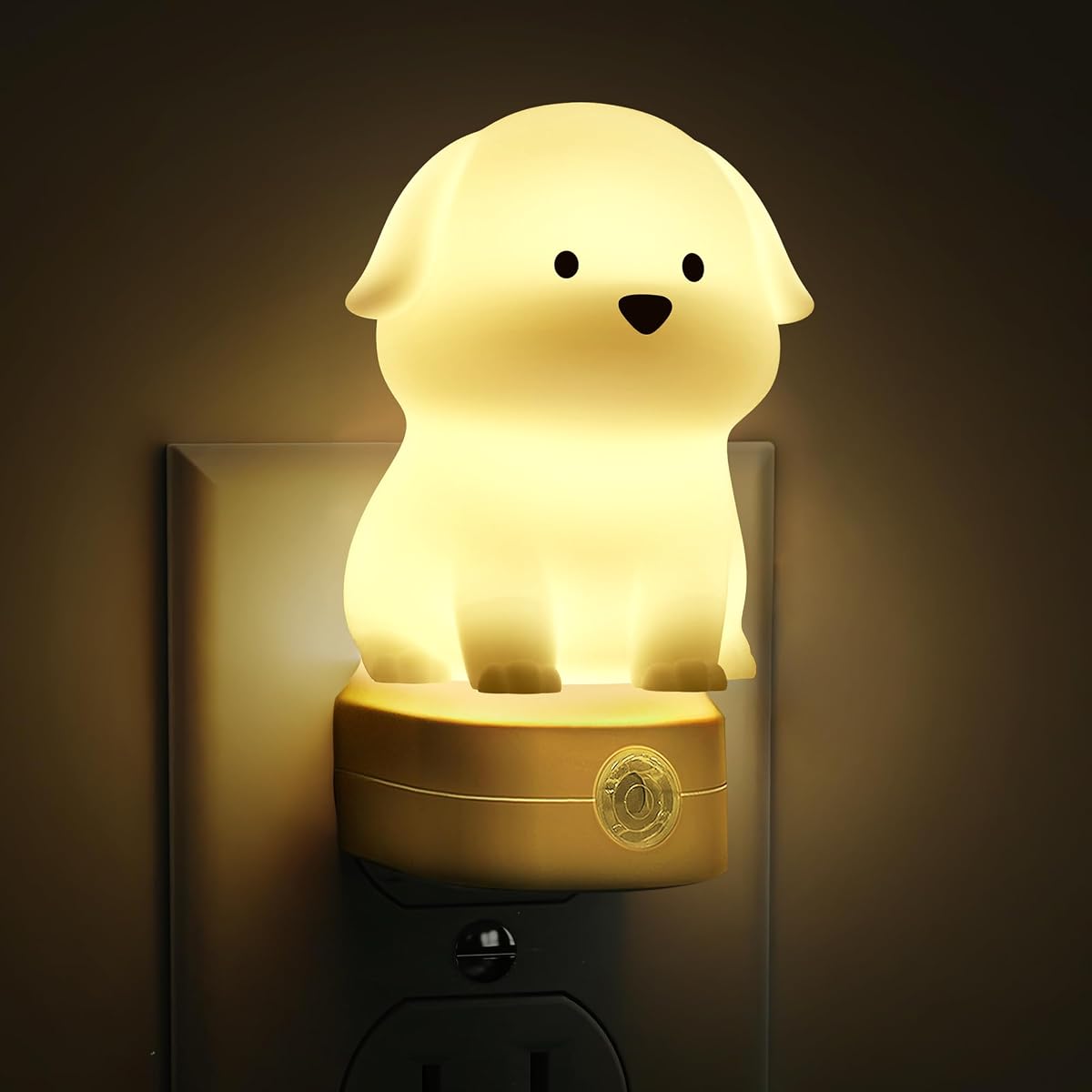 L LOHAS Luz nocturna LED enchufable para niños, luz nocturna 3D para cachorros | Sensor de atardecer a amanecer, luz nocturna para perro RGB+blanco suave de 3000K, luz nocturna de regalo de cumpleaños de Navidad para niños, decoración de habitación