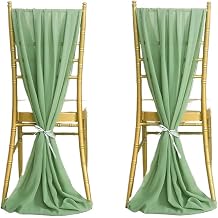 2Pcs Chiffon Chair Sashes Bow Tie Ribbon Knot Cover Seat Back Belt Table Runner Hotel Banquet Country Wedding Party Event DecorSage green