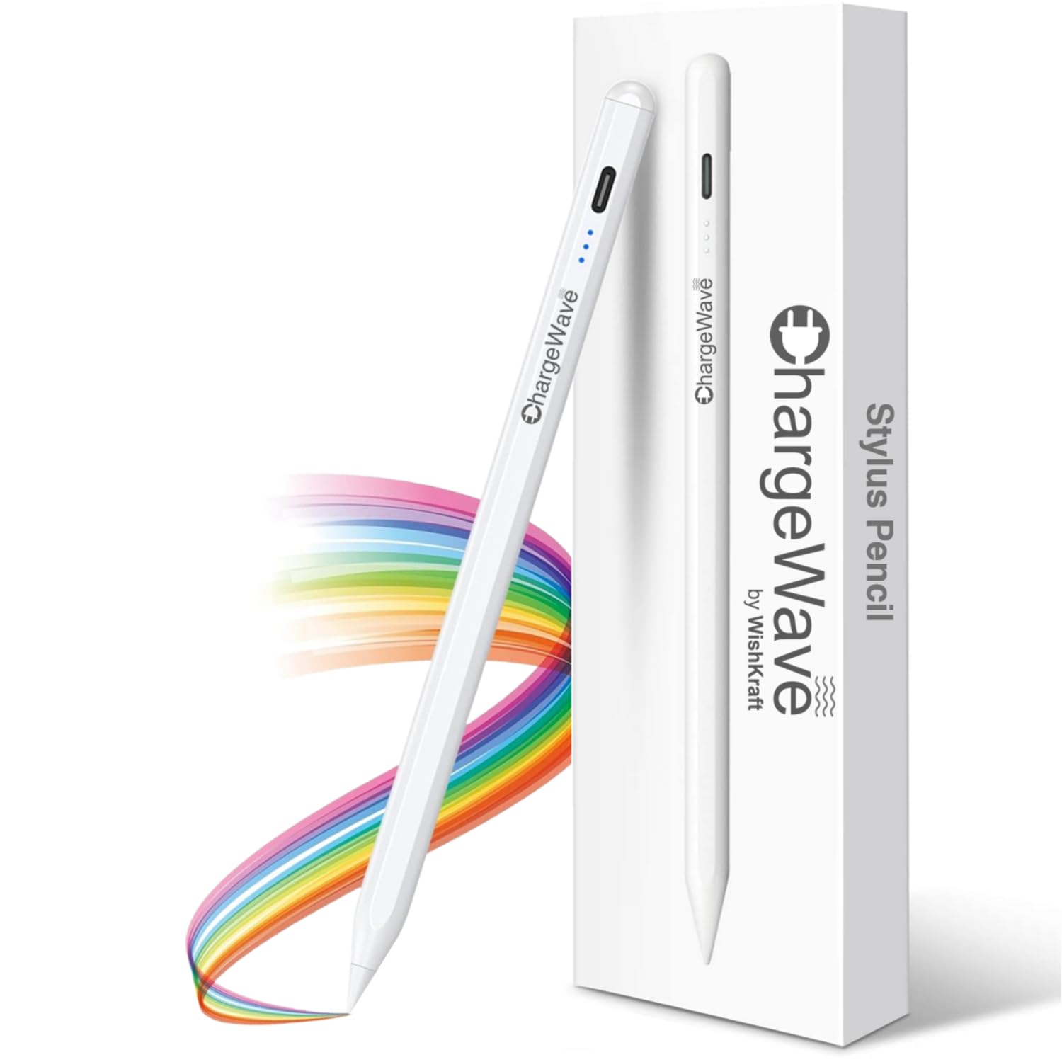 ChargeWave Upgraded iPad Pencil for 2018-2025 Apple iPad, iPad Pro, iPad Air & iPad mini | Stylus Pen with Palm Rejection, Fast Charge, Tilt Sensitivity, Magnetic Attachment & High Precision