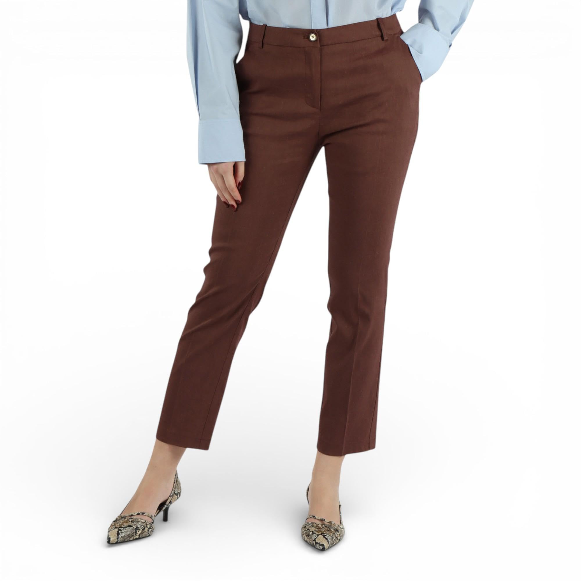 Pinko Pantalone Marrone in Lino