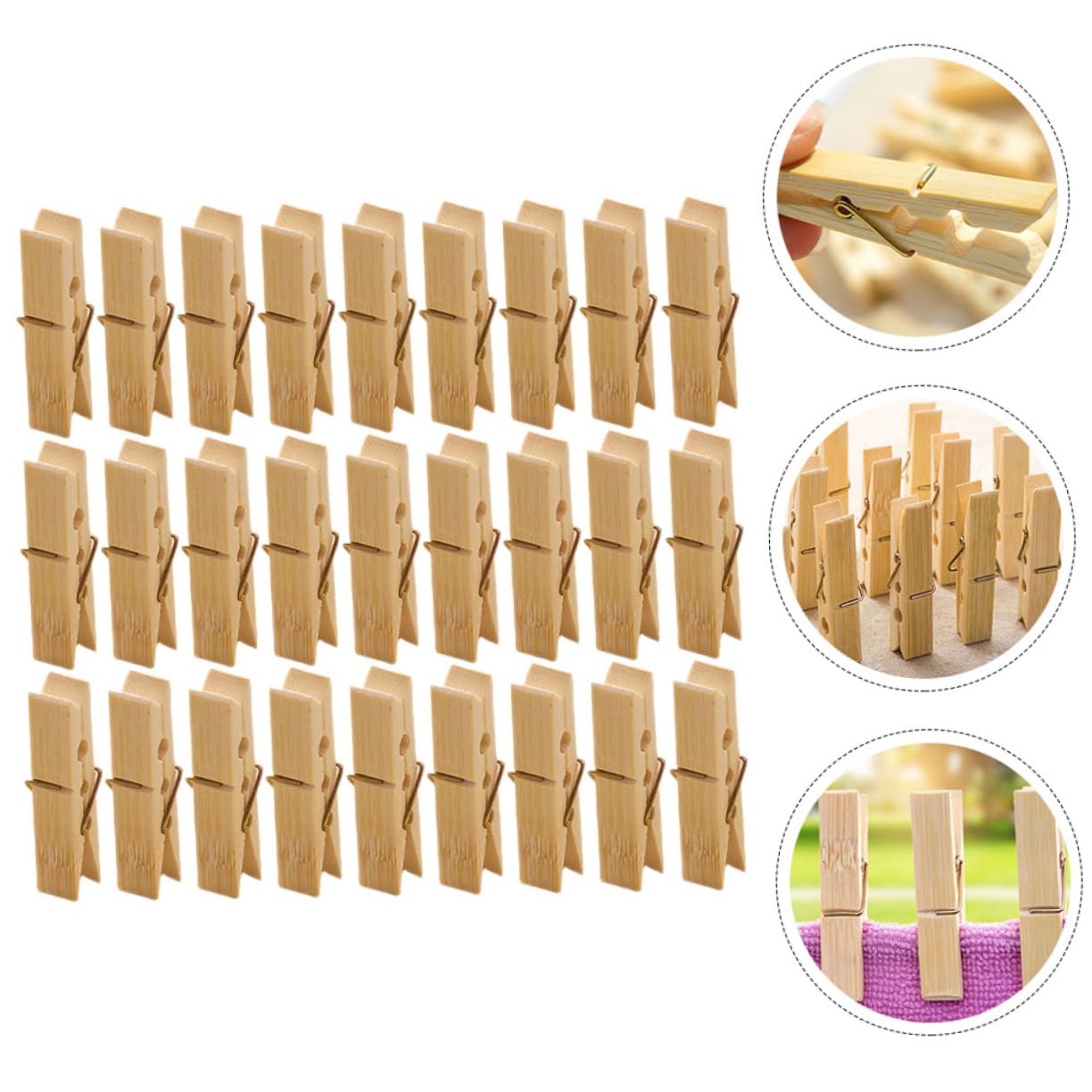 MAGICLULU Mollette Per Foto in Legno 100 Pezzi Mollette Lisce Multiuso Per Vestiti E Asciugamani.