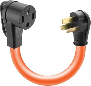 NEMA 10-50P to 14-50R EV Charger Adapter Cord, 50A 3 Prong Male Plug to 4 Prong Female Receptacle Adapter for Tesla Level 2 Charging, Heavy Duty STW 6AWG, ETL Listed, 1.5FT