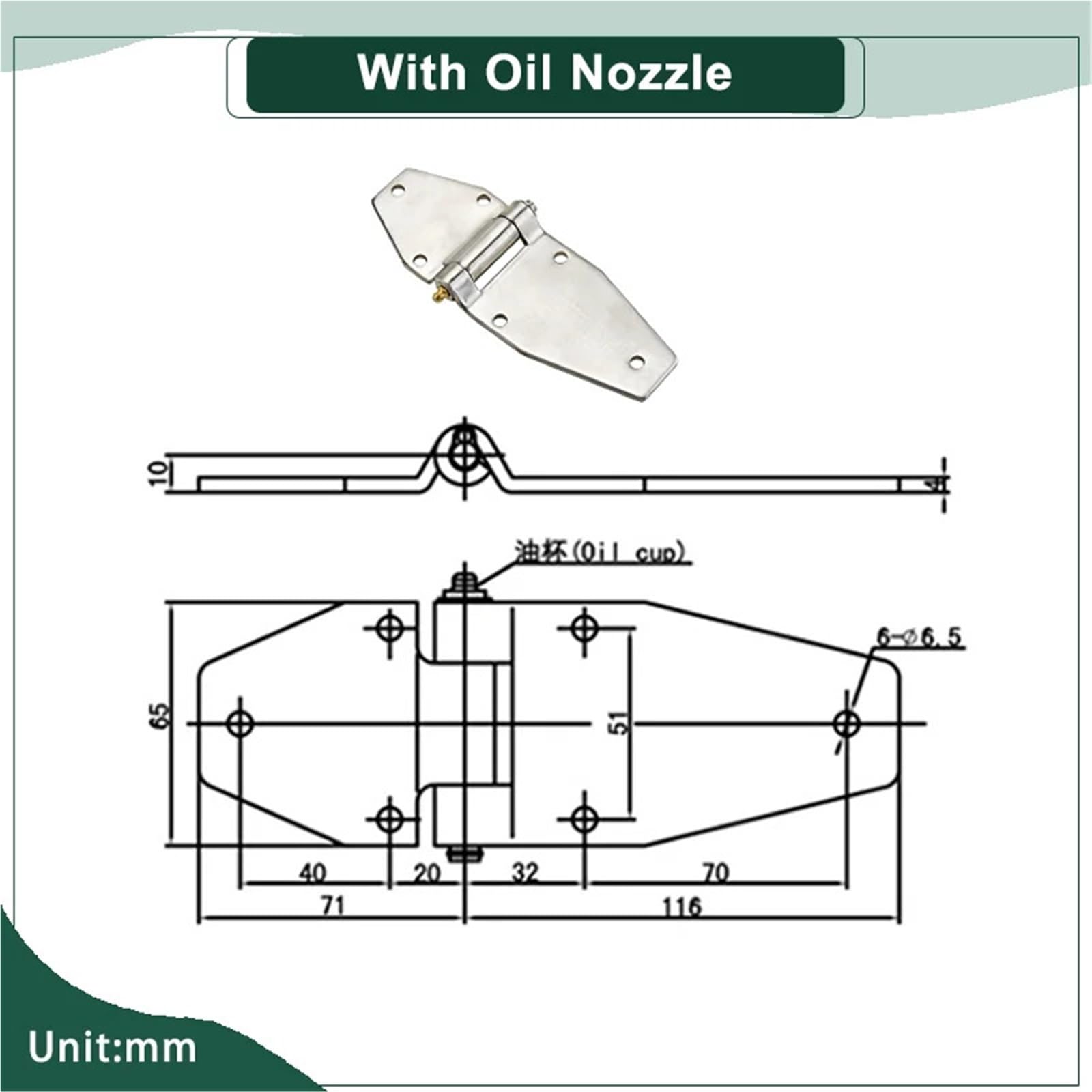 Bisagra oscilante de alta resistencia for puertas de gabinetes y cajas de distribución de máquinas herramienta industriales (1 unidad)(With Oil Nozzle)