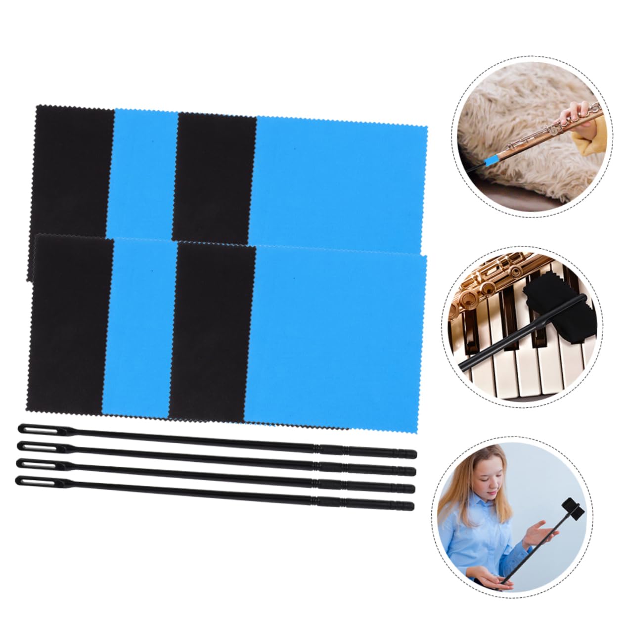 Abaodam Comprehensive Clarinet Cleaning Set Flute Cleaning Tools Absorbent Cloths for Musicians