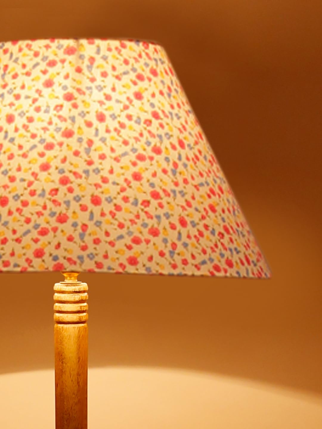 Devansh Printed Cotton Conical Wooden Floor Lamp -34(14x55.75inches) -Tripod Natural 4